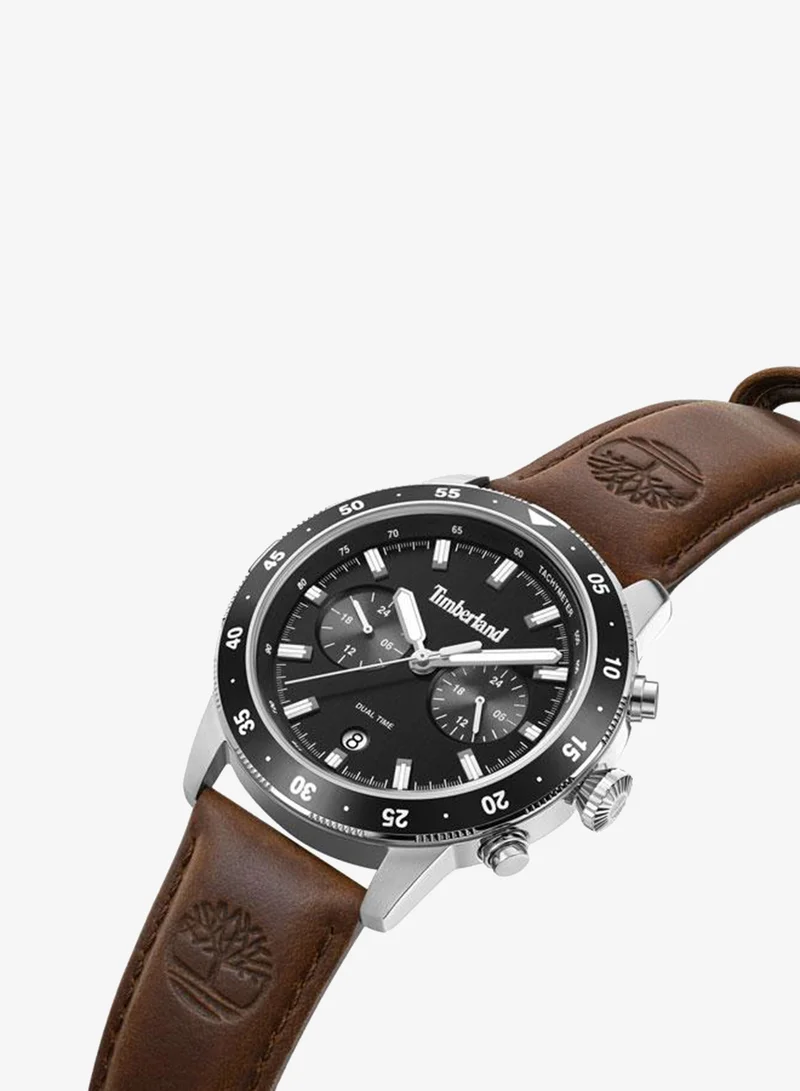 Timberland Parkman Black Dial Leather Strap Multifunction Watch for Men, 44mm