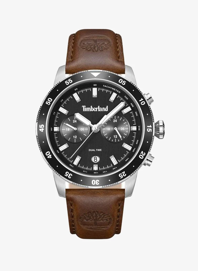 Timberland Parkman Black Dial Leather Strap Multifunction Watch for Men, 44mm