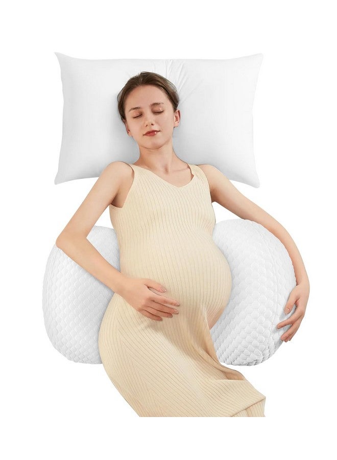 DONAMA Pregnancy Pillow Cooling for Sleeping, Detachable and Adjustable Double-Sided Support Maternity Pillow Skin-Friendly for Pregnant Women Back, HIPS, Legs(30°Slope Design Verified by Expectant Mothers) - Image 1
