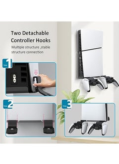 PGTECH Wall Mount for PS5 Slim - Accessories PS5 Slim Digital/Disc Edition Console Floating Shelf Behind TV, with 2 Detachable Controllers Holder Rack, Solid Metal Stand Kit, Easy Installation  - Image 3