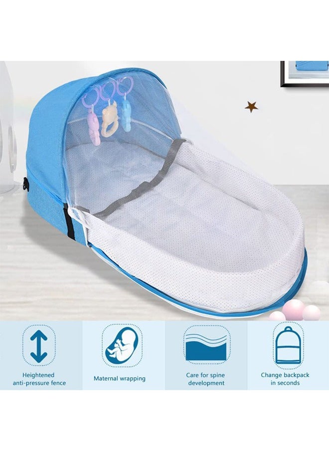 MIXDE Portable 3 In 1 Foldable Baby Crib Cradle, Travel Cot Portable Baby Bed Travel Bassinet, Adjustable Canopy Bedside With Mosquito Net Grey  - Image 4
