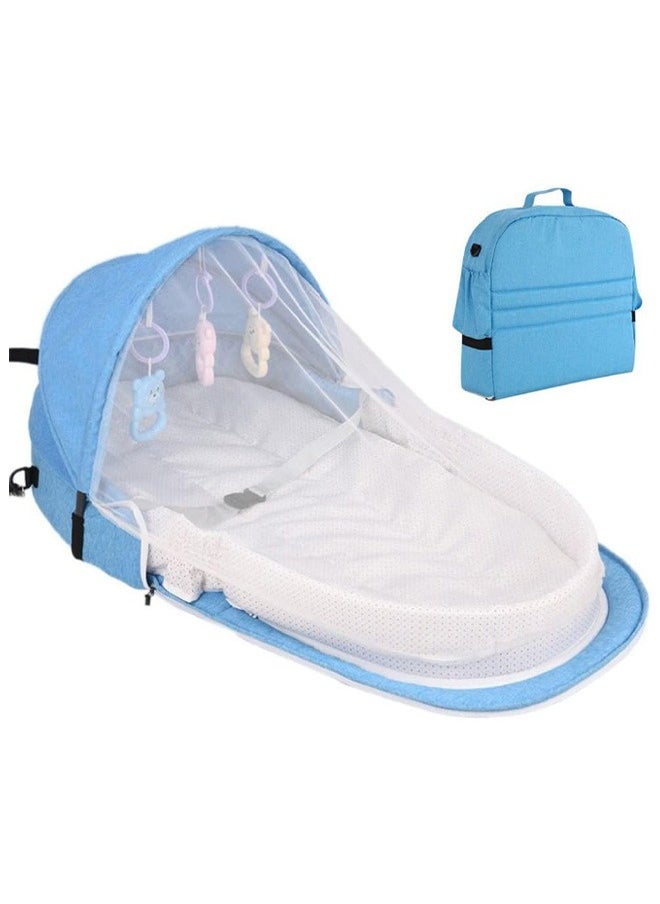 MIXDE Portable 3 In 1 Foldable Baby Crib Cradle, Travel Cot Portable Baby Bed Travel Bassinet, Adjustable Canopy Bedside With Mosquito Net Grey  - Image 1