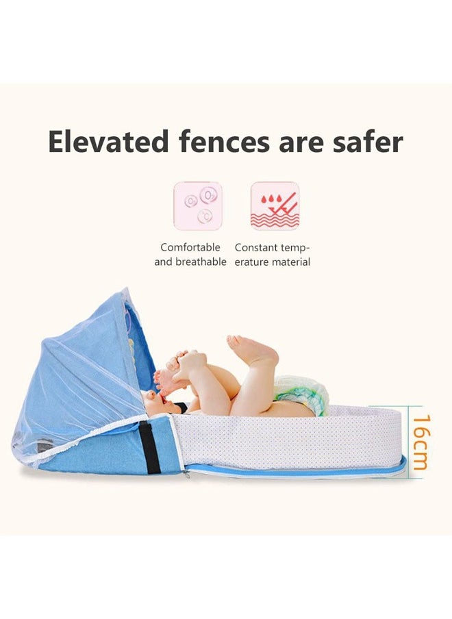 MIXDE Portable 3 In 1 Foldable Baby Crib Cradle, Travel Cot Portable Baby Bed Travel Bassinet, Adjustable Canopy Bedside With Mosquito Net Grey  - Image 5