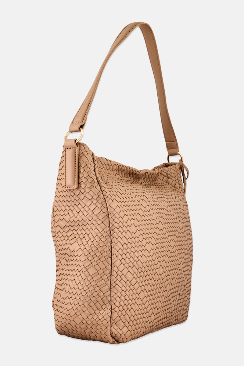 ANNE KLEIN Women Textured Tote Bag With Pouch, Light Tan - Image 4