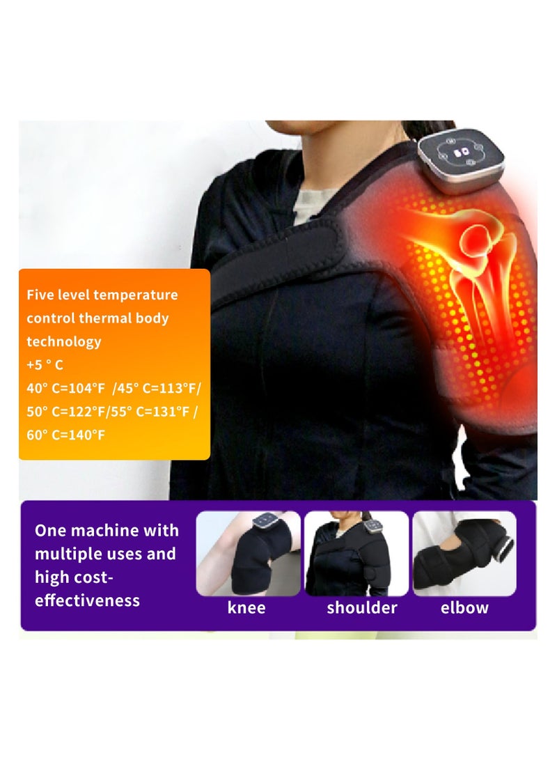 KHAJUL Shoulder Brace, Knee And Elbow Heating Pad Massager, Portable Electric Rechargeable For Pain Relief And Deep Tissue (Black)  - Image 5