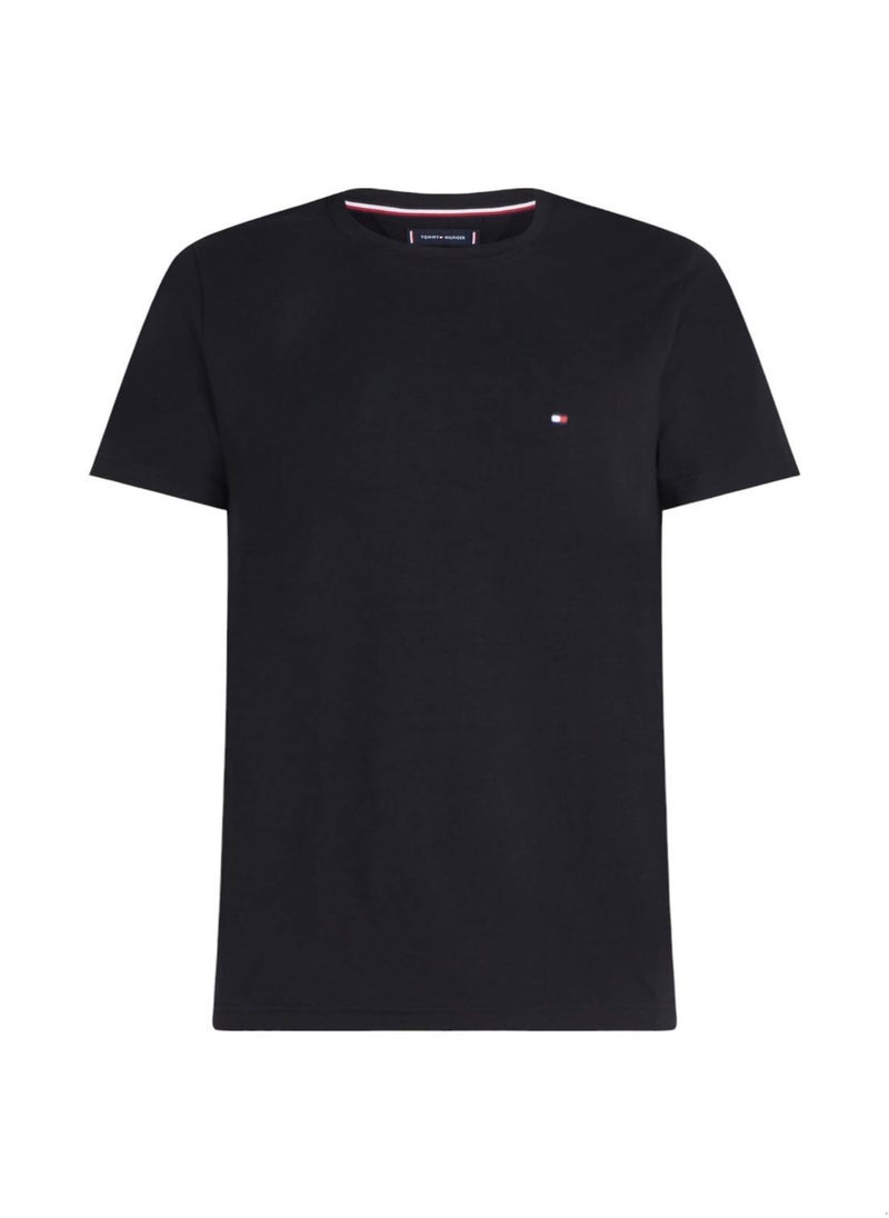 TOMMY HILFIGER Men's TH Flex Slim Fit T-Shirt - Cotton, Black  - Image 1