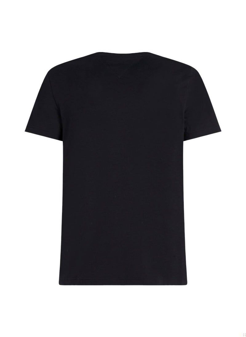 TOMMY HILFIGER Men's TH Flex Slim Fit T-Shirt - Cotton, Black  - Image 2