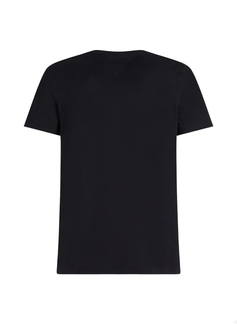 TOMMY HILFIGER Men's TH Flex Slim Fit T-Shirt - Cotton, Black