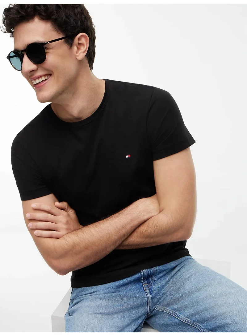 Tommy Hilfiger Black Th Flex Extra Slim Fit T-Shirt for Men | Best Price UAE