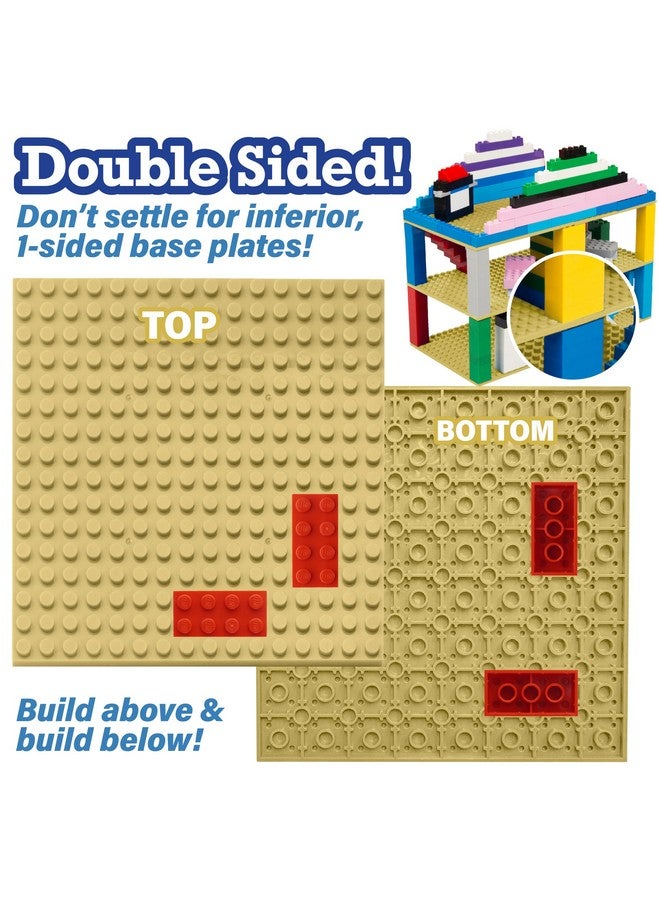 SCS Direct Brick Building Base Plates - Small 5"x5" Sand (10pcs) - Dual Connectivity Connects Building Blocks on Both Top & Bottom Sides, Tight Fit w All Brands, Perfect for Play Tables, Xmas Gift - Image 4