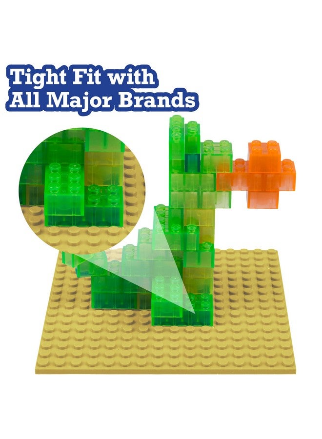 SCS Direct Brick Building Base Plates - Small 5"x5" Sand (10pcs) - Dual Connectivity Connects Building Blocks on Both Top & Bottom Sides, Tight Fit w All Brands, Perfect for Play Tables, Xmas Gift - Image 3