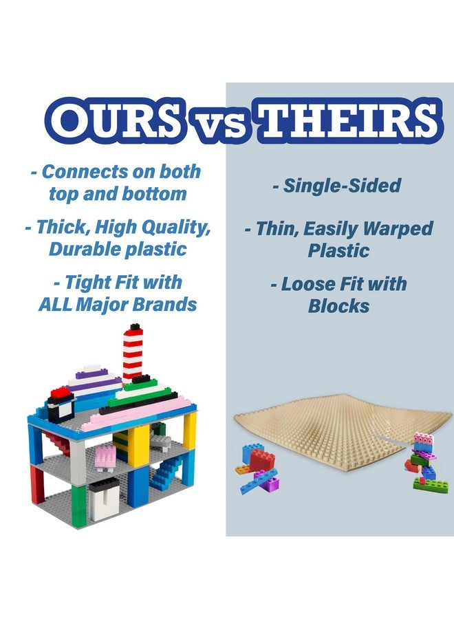 SCS Direct Brick Building Base Plates - Small 5"x5" Sand (10pcs) - Dual Connectivity Connects Building Blocks on Both Top & Bottom Sides, Tight Fit w All Brands, Perfect for Play Tables, Xmas Gift - Image 5