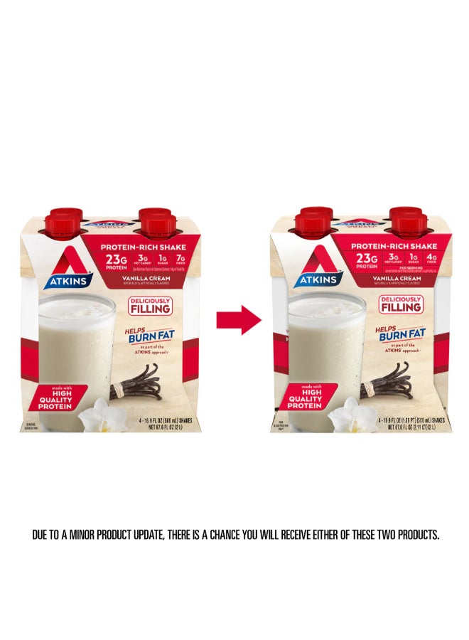 Atkins Protein-Rich Shake Vanilla Cream 4 Shakes 16.9 fl oz (500 ml) Each - Image 2