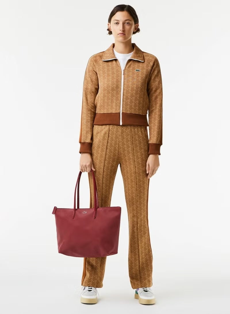 لاكوست حقيبة جلد التماسيح النسائية L12.12 مفهوم الأزياء 100 قبالة كبيرة الحجم كبيرة السلسلة حقيبة يد واحدة الكتف حقيبة يد كبيرة النبيذ الأحمر 45cm * 30cm * 12cm - Image 5