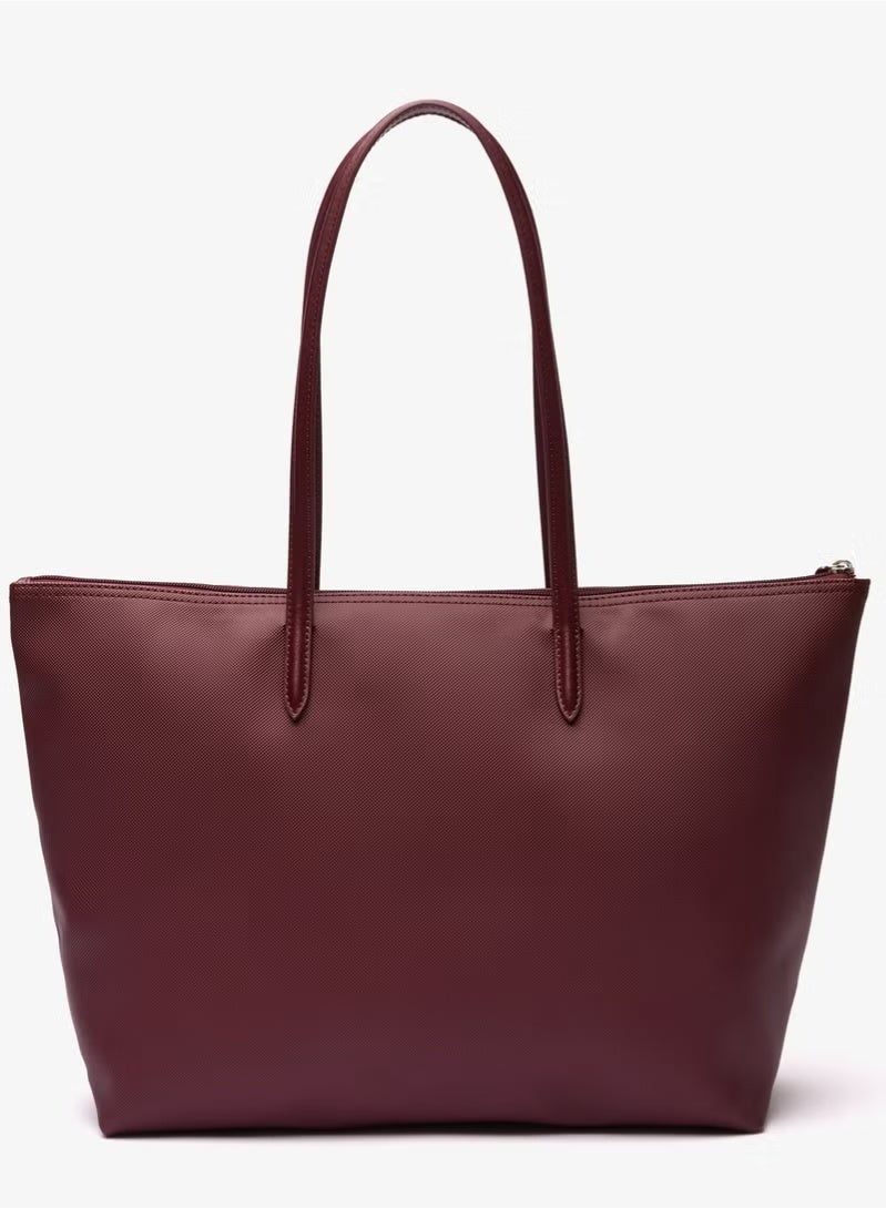 لاكوست حقيبة جلد التماسيح النسائية L12.12 مفهوم الأزياء 100 قبالة كبيرة الحجم كبيرة السلسلة حقيبة يد واحدة الكتف حقيبة يد كبيرة النبيذ الأحمر 45cm * 30cm * 12cm - Image 3