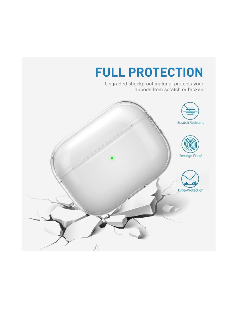 AirPods Pro 2 Case 2022, Transparent Case for Apple AirPods Pro 2 Gen TPC Protective Case with Lanyard, Shockproof LED Visible Wireless Charging Cover for AirPods Pro 2 - Clear - Image 2
