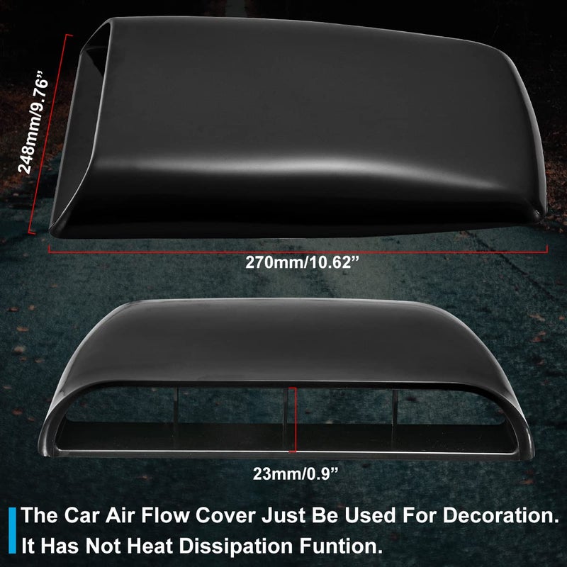 NATGIC Universal Car Air Flow Decorative Intake Hood Scoop Turbo Bonnet Vent Cover (Black) - Image 3