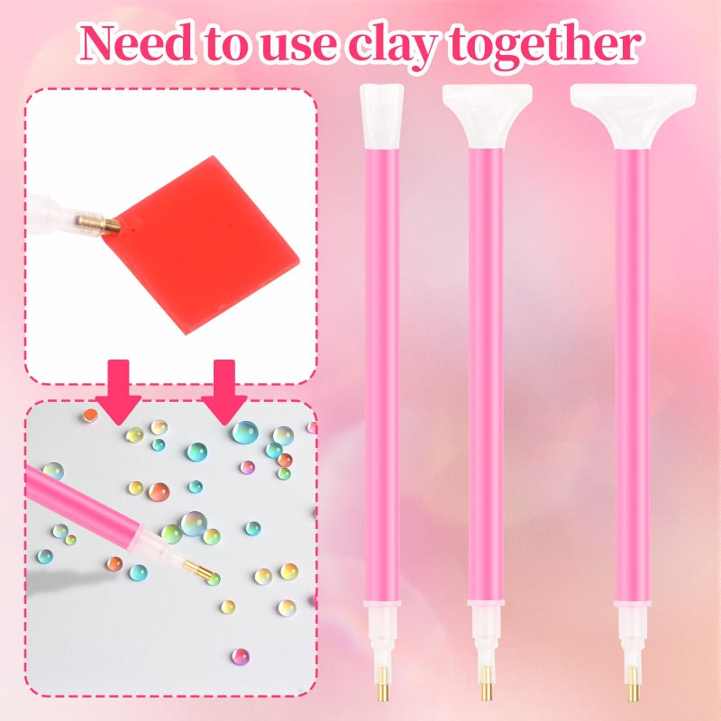 Notoke 30PCS Rhinestone Picker Tool 8pcs Acrylic Rhinestones Pen Applicator Dual-Ended DIY Nail Art Dotting Pens Wax Tips with 2 rhinestone storage Tray and 20 Clay Nail Art Tools - Image 3