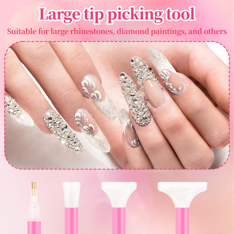 Notoke 30PCS Rhinestone Picker Tool 8pcs Acrylic Rhinestones Pen Applicator Dual-Ended DIY Nail Art Dotting Pens Wax Tips with 2 rhinestone storage Tray and 20 Clay Nail Art Tools - Image 4