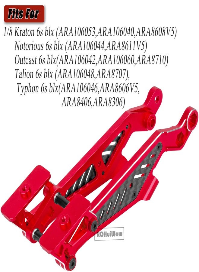 طقم ترقية حامل جناح التحكم عن بعد من RCHuiWow، مناسب لطائرات التحكم عن بعد من طرازات Typhon 6S BLX، وKraton 6S BLX، وOutcast 6S BLX، وTalion 6S BLX، وNotorious 6S BLX بمقياس 1/8. طقم حامل جناح شديد التحمل مصنوع من سبائك الألومنيوم، بديل للرقم AR320347، لون أحمر. - Image 2