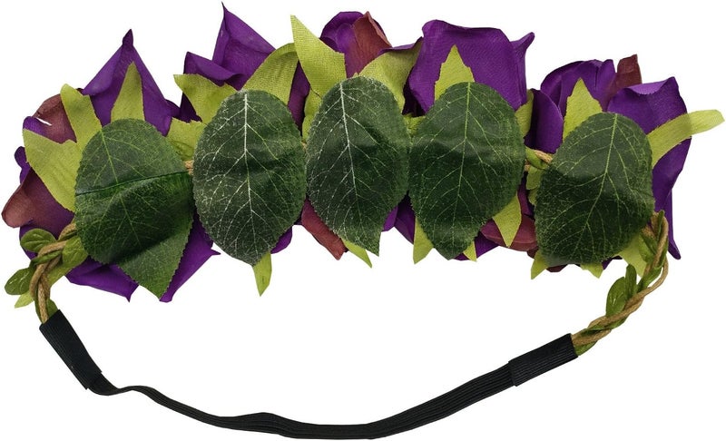 Sanrich Rose Flower Crown Fake Flower Crowns Headbands For Women Girl Rose Floral Head Piece Maternity Photoshoot Realistic Hair Crown Pet Headband Flower Wreath (purple) - Image 2