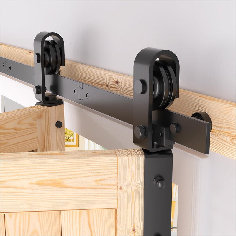 SANKEYTEW 36" Bifold Barn Door Hardware Kit - Fit for 2 Bifold Doors, Black Plastic Spraying, Folding Push-Pull, Thickened Carbon Steel - Sturdy & Durable - Anti-Skipping Design (zdm-36-2) - Image 1