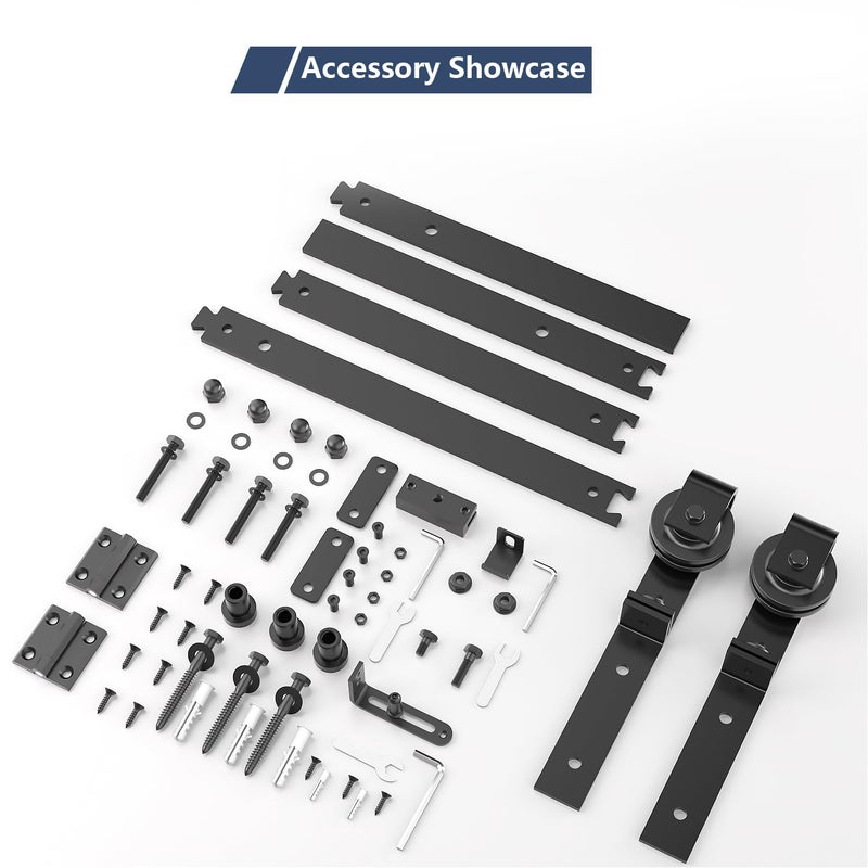 SANKEYTEW 36" Bifold Barn Door Hardware Kit - Fit for 2 Bifold Doors, Black Plastic Spraying, Folding Push-Pull, Thickened Carbon Steel - Sturdy & Durable - Anti-Skipping Design (zdm-36-2) - Image 3