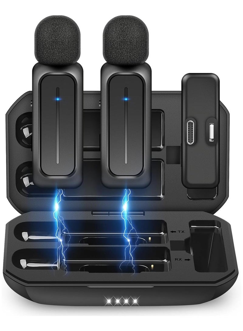 LAESO 2 Pcs Wireless Lavalier Microphone for iPhone iPad Android with Charging Case - 7H Clip-on Lapel Mic for Video Recording, Vlogging, YouTube, Interview - Image 1