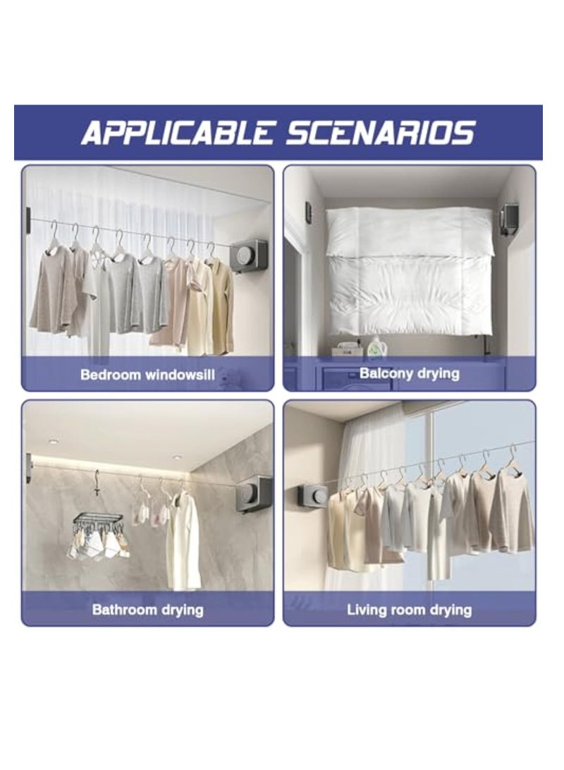YelaJoy Retractable Washing Line, 5.1 m Indoor Retractable Washing Line, Retractable Washing Line, Stainless Steel Retractable Washing Line for Bedroom, Bathroom（White） - Image 5