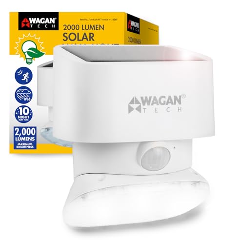 Wagan EL8569 2000 Lumen Solar Wall Light Solar Outdoor Light LED Waterproof Motion Sensor Security Lights Bright Solar Wireless Flood Wall Lights - Image 1