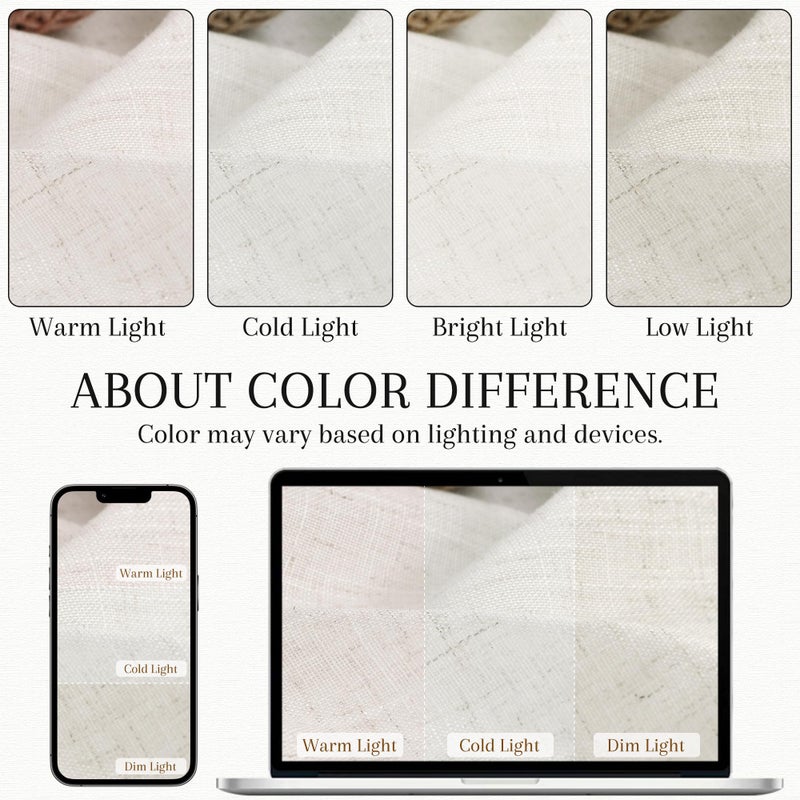 Nanspring 36 inch Length Kitchen Curtains Linen Blend Back Tab Privacy Light Filtering Bathroom Window Curtain Neutral Sheer Short Curtains for Front Small Door Window Laundry RV Camper 30x36 Cream 3 FT - Image 4