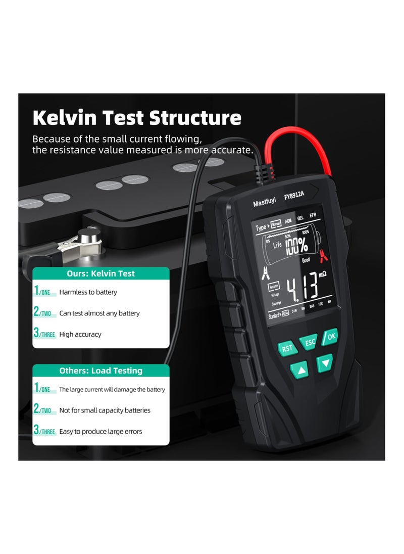 SYOSI Car Battery Tester 12V 24V, 50-2000 CCA Automotive Alternator Diagnostic Tool, Digital Auto Battery Analyzer, Resistance Voltage Discharging Analysis for Truck Van Boat Motorcycle ATV SUV  - Image 5