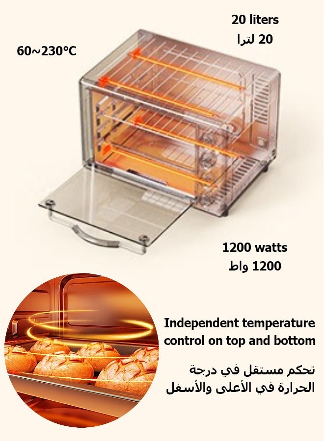 Bear Electric Oven - Multifunctional Kitchen Toaster Oven - Independent Temperature Control - 20L - 1200W - Image 4