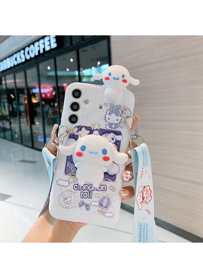 Generic Samsung Galaxy A55 Case with Mirror，Full Body Silicone Protective Phone Case Cover for Galaxy A55 5G,Cartoon Cinnamoroll Crossbody Rope, Not Easy To Fall Off, Anti-Scratch Hard PC Back  - Image 1