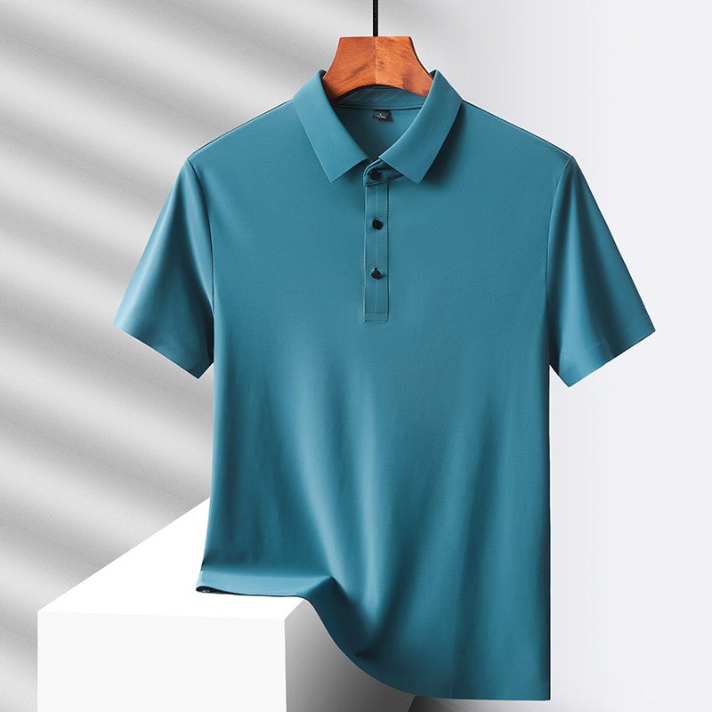 Men's Business Ice Silk Polo Shirt Short Sleeve Summer Quick Dry T-Shirt - Image 4