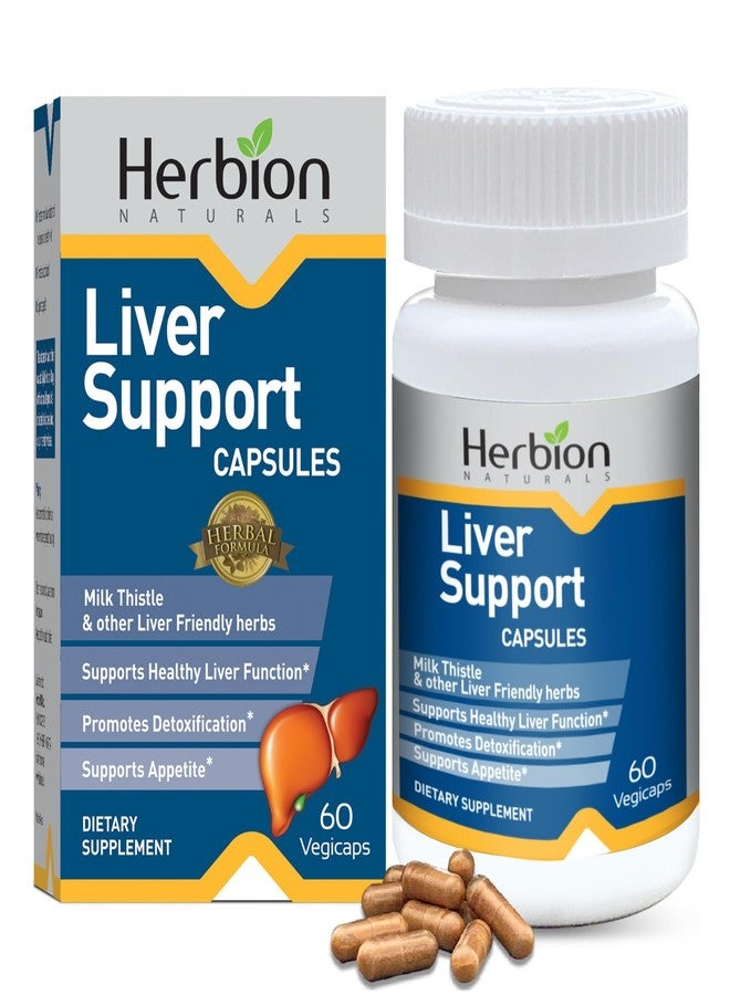 HERBION Naturals Liver Support Herbal Blend with Milk Thistle, Supports Healthy Liver Function, Promotes Detoxification, Supports Appetite, 60 Vegicaps, Pack of 1 - Image 1