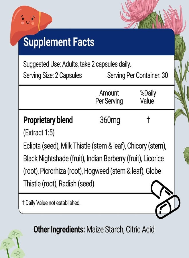 HERBION Naturals Liver Support Herbal Blend with Milk Thistle, Supports Healthy Liver Function, Promotes Detoxification, Supports Appetite, 60 Vegicaps, Pack of 1 - Image 2