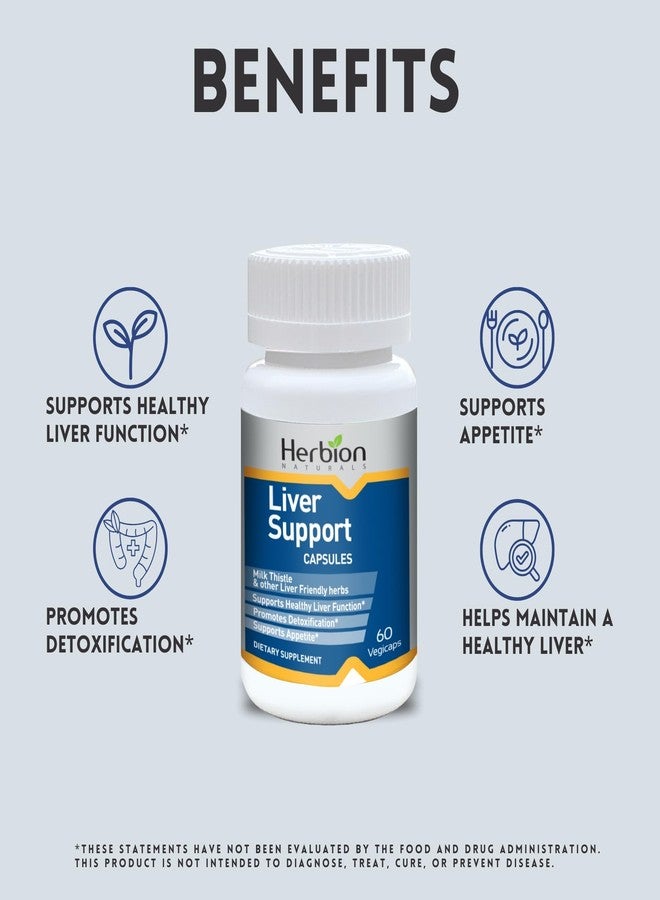 HERBION Naturals Liver Support Herbal Blend with Milk Thistle, Supports Healthy Liver Function, Promotes Detoxification, Supports Appetite, 60 Vegicaps, Pack of 1 - Image 4
