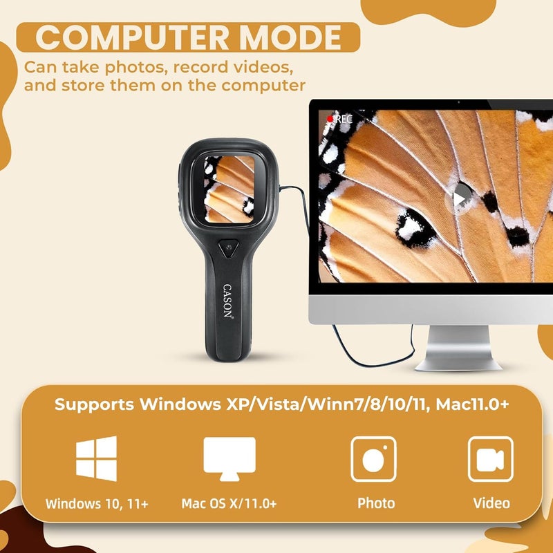 C DEVICE ميكروسكوب جيب رقمي للأطفال حتى 400X، عدسة مكبرة محمولة باليد، ميكروسكوب للطلاب للتعلم التفاعلي - Image 5