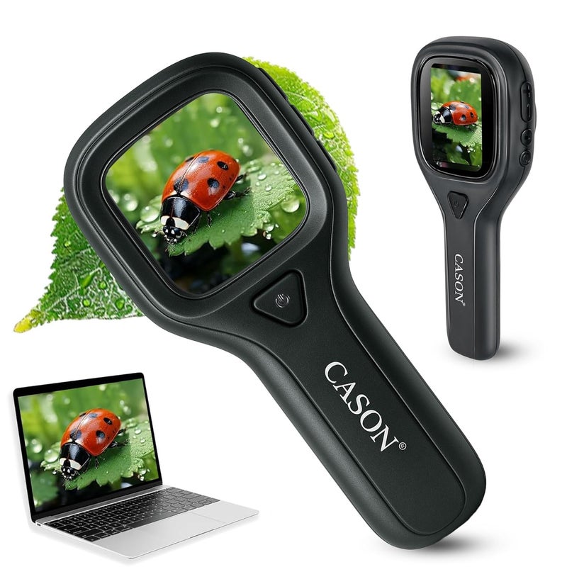 C DEVICE ميكروسكوب جيب رقمي للأطفال حتى 400X، عدسة مكبرة محمولة باليد، ميكروسكوب للطلاب للتعلم التفاعلي - Image 1