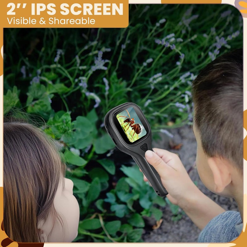 C DEVICE ميكروسكوب جيب رقمي للأطفال حتى 400X، عدسة مكبرة محمولة باليد، ميكروسكوب للطلاب للتعلم التفاعلي - Image 3