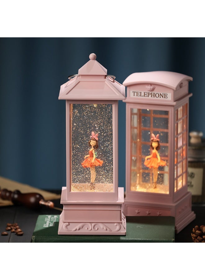 Mindfulplay Pink Ballerina Snow Globe Lantern - Musical Glitter Water Lantern Night Light for Girls, Battery Operated LED Swirling Glitter Lamp for Birthday Gifts - Image 2