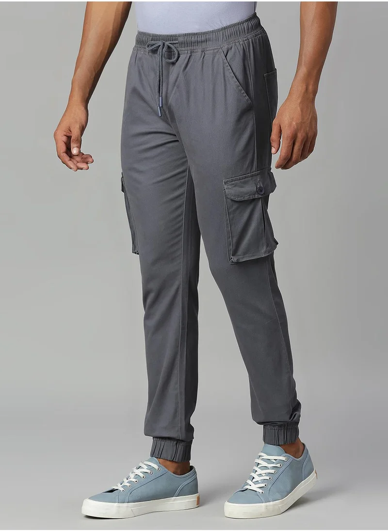 دينيس لينغو Men's Steel Grey Cargo Joggers - Modern and Durable