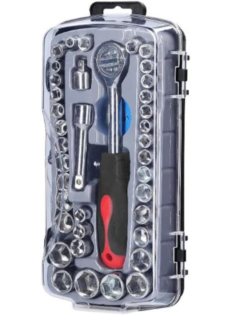 GGOOT 40 PCS Socket Set Practical Motorcycle Auto Repairs Tool Set Household Hardware Tools Hexagonal Socket Ratchet Wrench Combination Tool Set with Storage Box