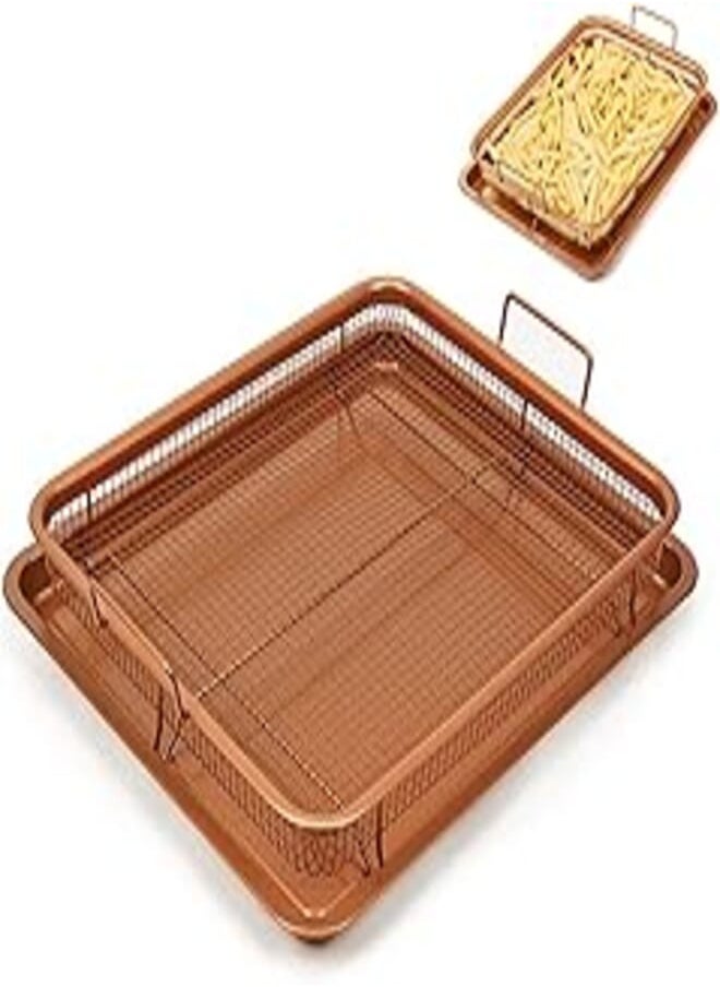 SKEIDO SKEIDO Copper Crispy Tray Durable Mesh Basket Oil Filter Tray Oven Air Fryer French Fries Fried Chicken Tray Kitchen Portable Tool 