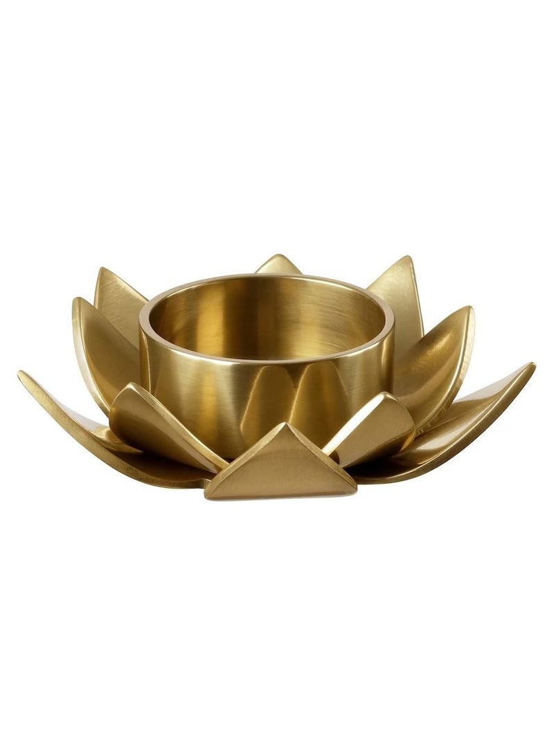 KNASTRIGT Tealight holder, gold-colour/Lotus, 3 cm  - Image 1