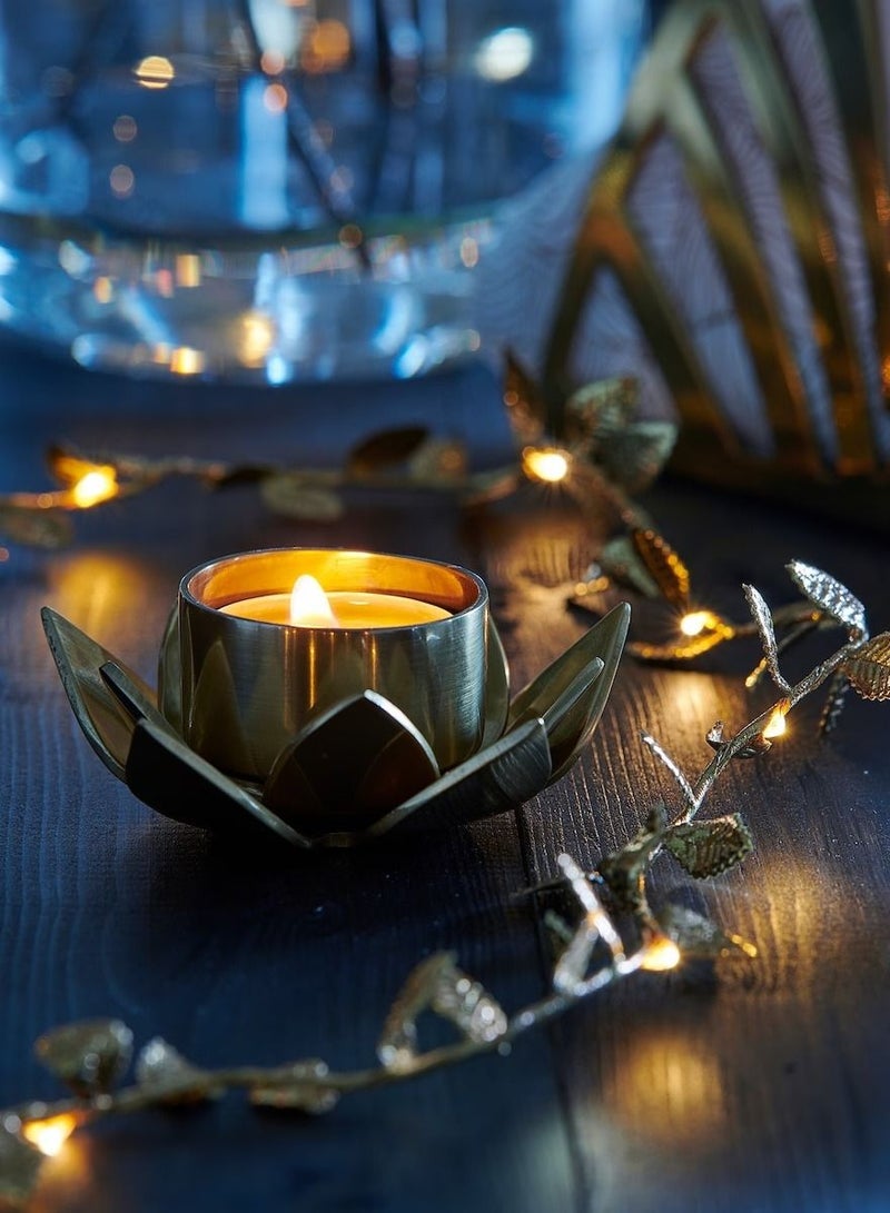 KNASTRIGT Tealight holder, gold-colour/Lotus, 3 cm  - Image 3