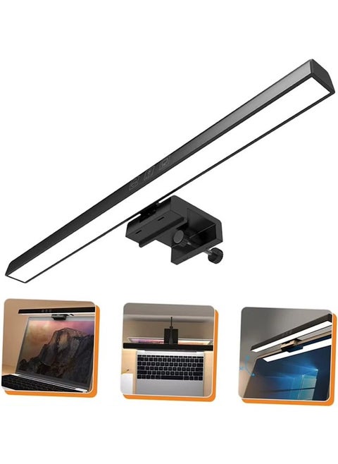 مصباح شاشة الكمبيوتر، مصباح مكتب للعناية بالعين، مع 3 ألوان، مصباح طاولة يعمل بمنفذ USB للمكتب، المنزل، الألعاب، المكتب، 33 سم أسود