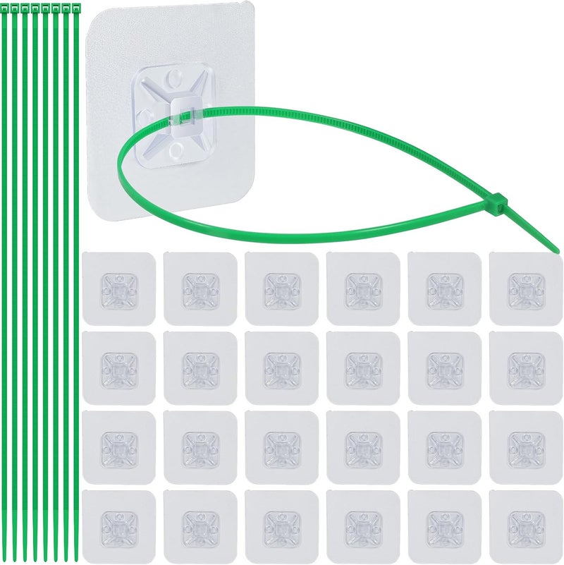 BeapTcely 12 Pcs Christmas Garland Hanger for Mantle, Transparent Large Zip Tie Mounts Self Adhesive Cable Tie Invisible Garland Cords Hooks Climbing Plants Straps for Wreath Fireplace Stairways (12, Green) - Image 1