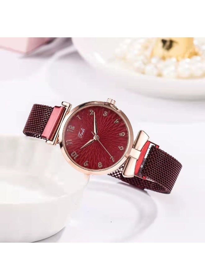 كوارتز ساعة نسائية كلاسيكية بسوار من السبائك المعدنية مع سوار كريستالي مجموعة ساعات يد كوارتز للنساء هدايا رائعة - Image 2